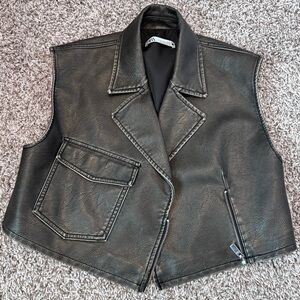 Zara Black Leather Vest
